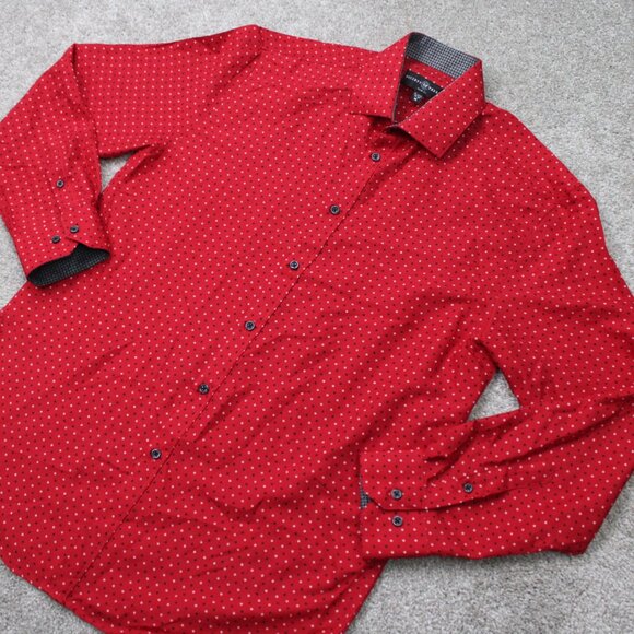 Society of Threads Shirt Men 15-15 1/2, 33/34 Medium Red Flip Cuff Slim Fit L/S - Picture 4 of 12